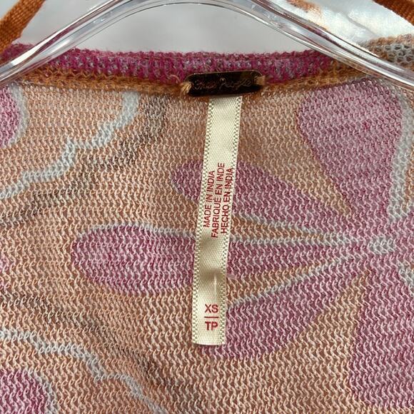 Free People Through the Meadow Ruched Mesh Top - Grapefruit Seltzer - XS - NWT - Picture 4 of 8